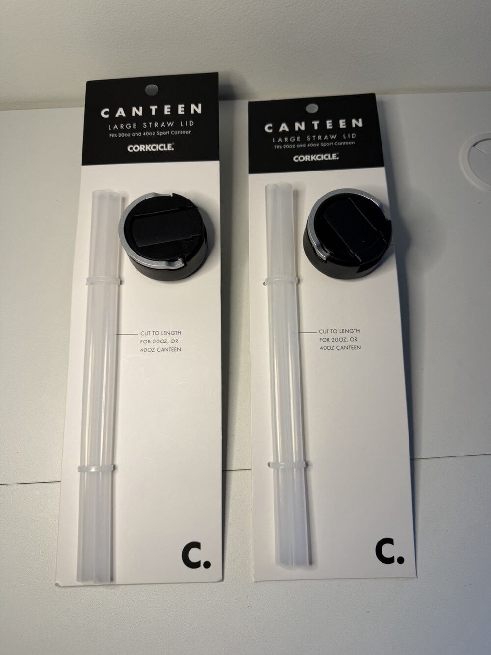 Set 2 CORKCICLE Canteen Large Straw Lid Replacement Cap w/ Straw for 20oz & 40oz